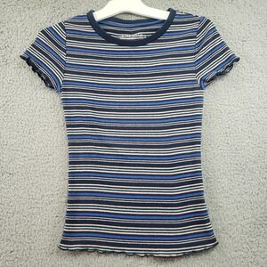 Aero Shirt womens XS The OG Tee‎ Collection Shrunken Blue and White Stripe